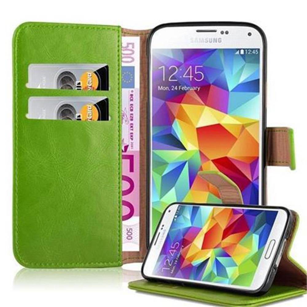 Cadorabo Hülle für Samsung Galaxy S5 / S5 NEO Schutzhülle in Grün Handyhülle Book Tasche Case Etui Luxury