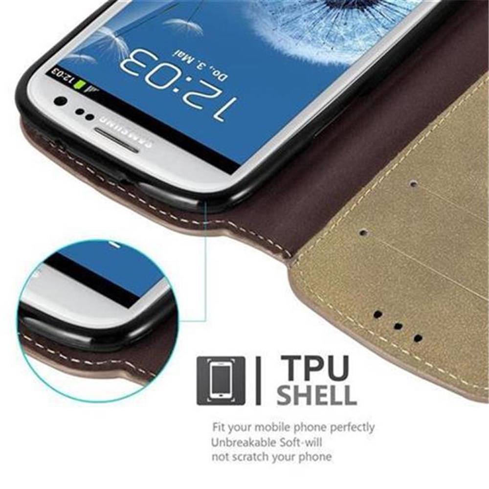 Cadorabo Hülle für Samsung Galaxy S3 / S3 NEO Hülle in Braun Schutzhülle Handyhülle Etui Case Cover