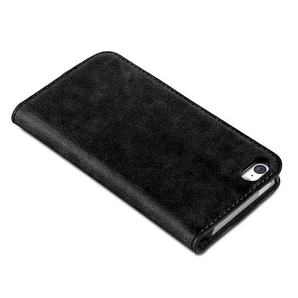 Cadorabo Hülle für Apple iPhone 5 / 5S / SE 2016 Schutz Hülle in Schwarz Handyhülle Etui Case Cover Magnetverschluss