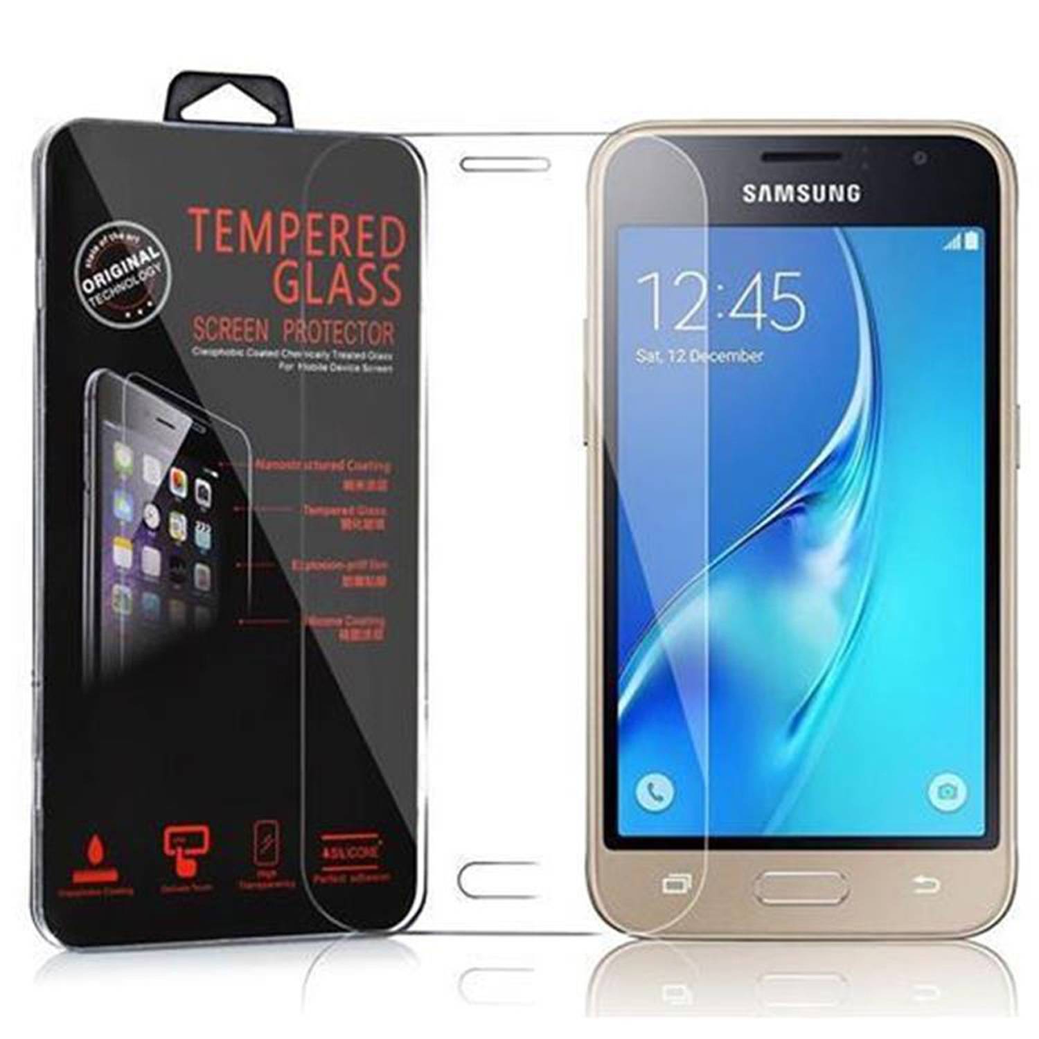 Cadorabo Panzer Folie für Samsung Galaxy J1 MINI 2016 Schutzfolie in Transparent Gehärtetes Tempered Display-Schutzglas