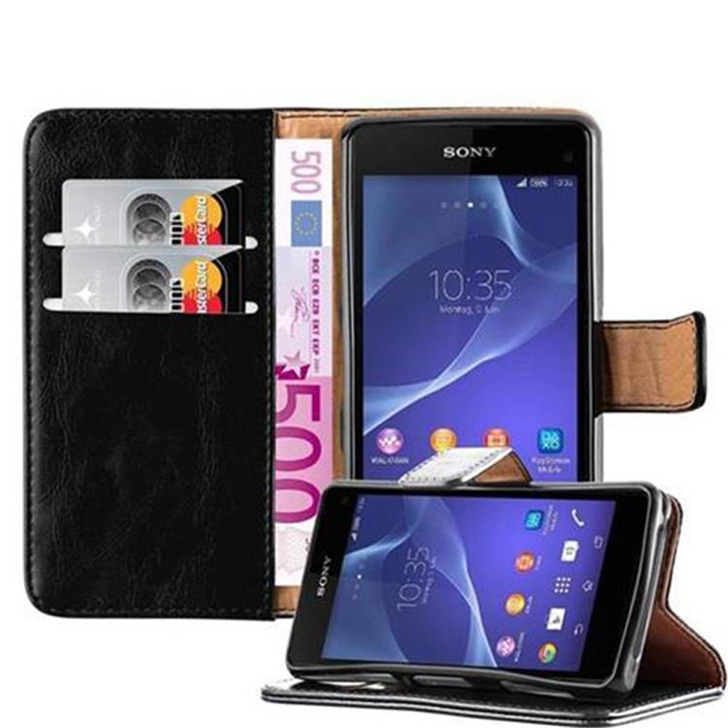 Cadorabo Hülle für Sony Xperia Z1 COMPACT Schutzhülle in Schwarz Handyhülle Book Tasche Case Etui Luxury