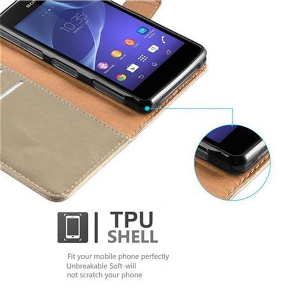 Cadorabo Hülle für Sony Xperia Z1 COMPACT Schutzhülle in Braun Handyhülle Book Tasche Case Etui Luxury
