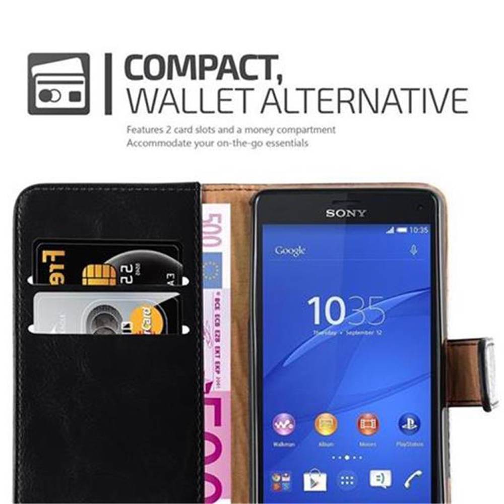 Cadorabo Hülle für Sony Xperia Z3 COMPACT Schutzhülle in Schwarz Handyhülle Book Tasche Case Etui Luxury