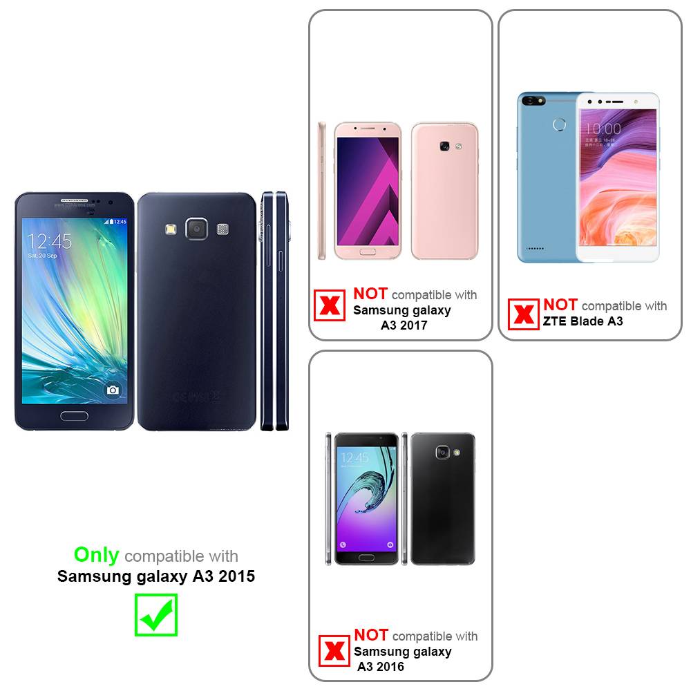 Cadorabo Schutzhülle für Samsung Galaxy A3 2015 Hülle in Schwarz Handyhülle Etui Case Cover Tasche