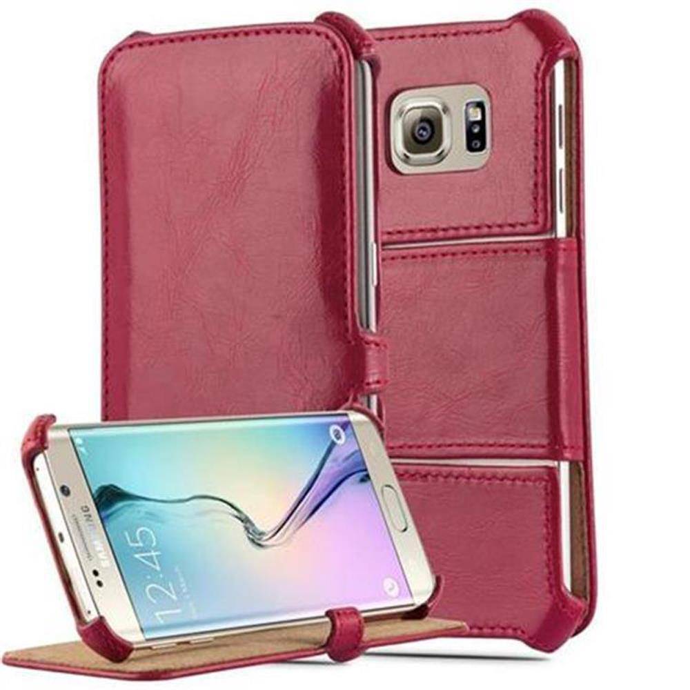 Cadorabo Schutzhülle für Samsung Galaxy S6 EDGE Hülle in Rot Handyhülle Etui Case Cover Tasche