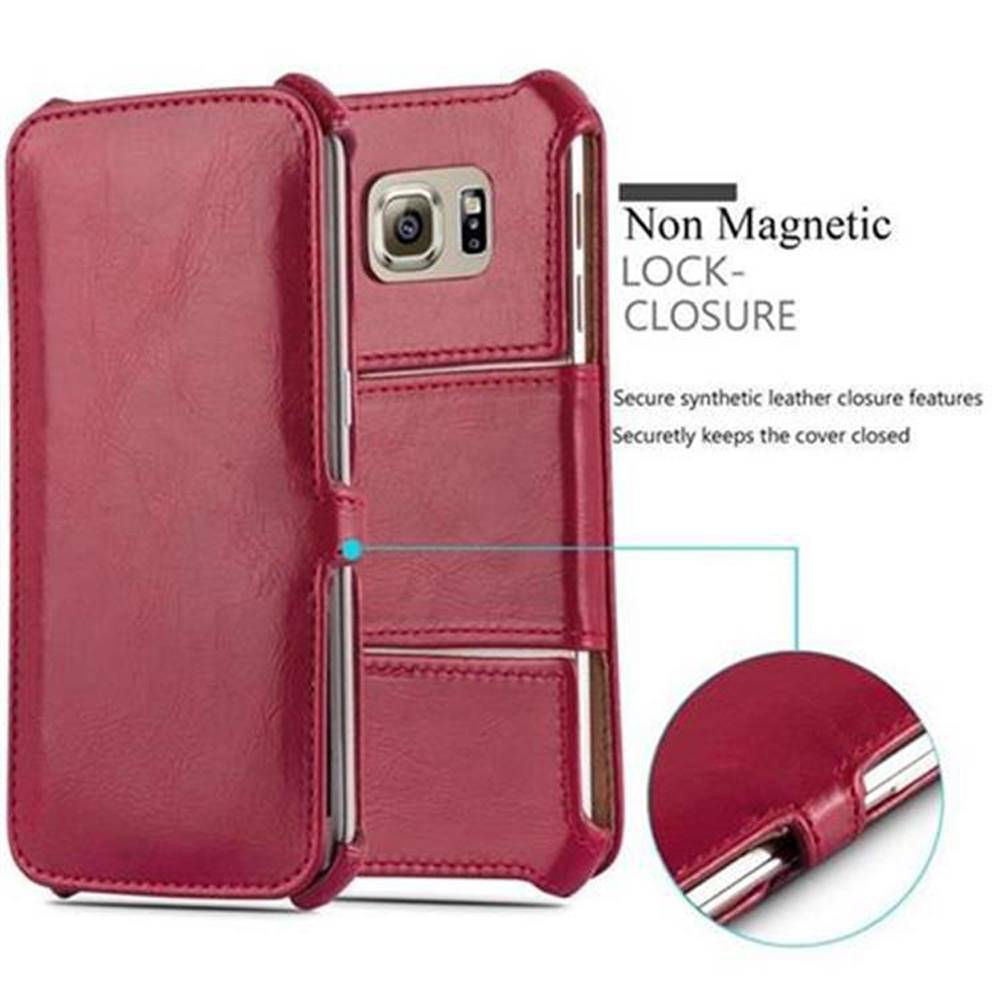 Cadorabo Schutzhülle für Samsung Galaxy S6 EDGE Hülle in Rot Handyhülle Etui Case Cover Tasche