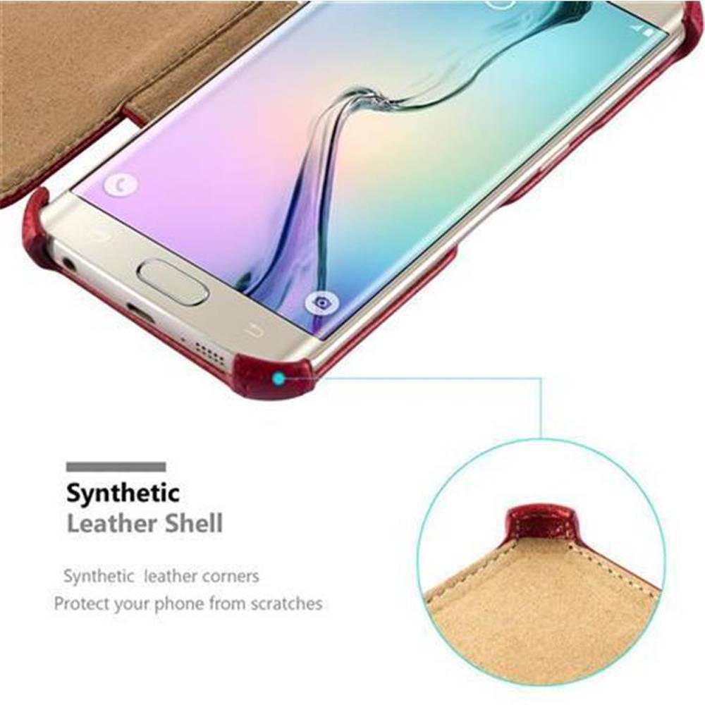 Cadorabo Schutzhülle für Samsung Galaxy S6 EDGE Hülle in Rot Handyhülle Etui Case Cover Tasche