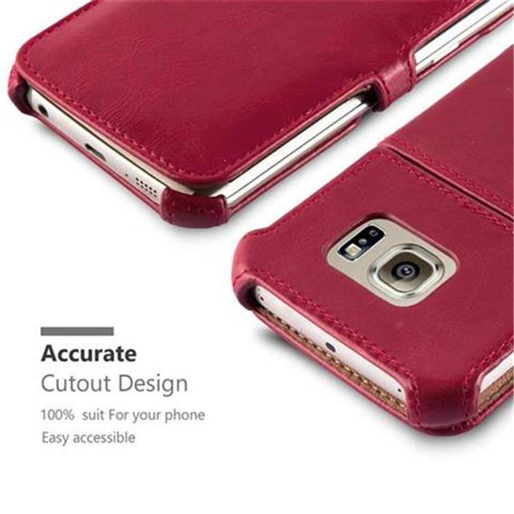 Cadorabo Schutzhülle für Samsung Galaxy S6 EDGE Hülle in Rot Handyhülle Etui Case Cover Tasche