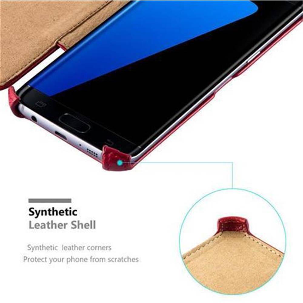 Cadorabo Schutzhülle für Samsung Galaxy S7 EDGE Hülle in Rot Handyhülle Etui Case Cover Tasche