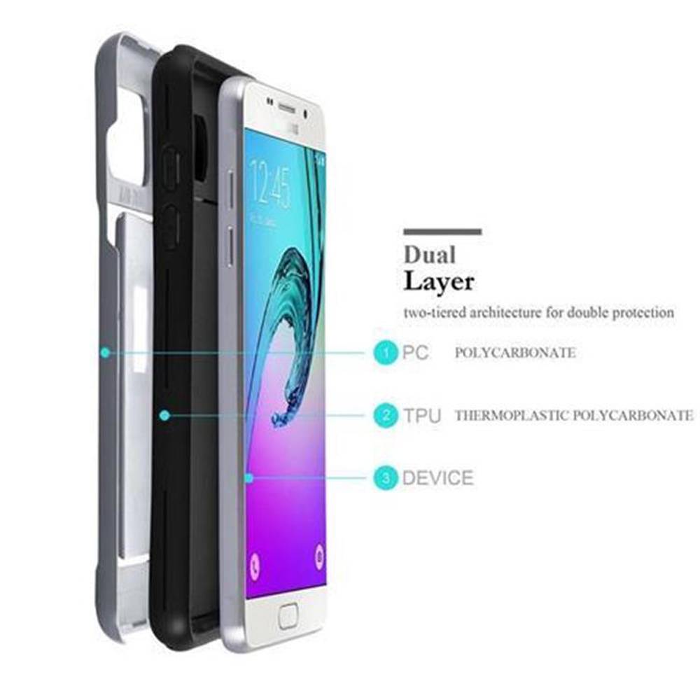 Cadorabo Schutzhülle für Samsung Galaxy A5 2016 Hülle in Silber Outdoor Hybrid Hard Case Cover Handyhülle Etui Heavy