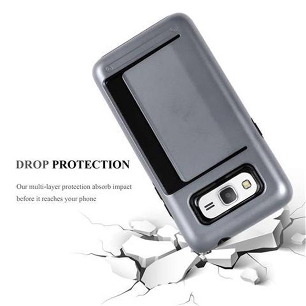 Cadorabo Schutzhülle für Samsung Galaxy GRAND PRIME Hülle in Silber Outdoor Hybrid Hard Case Cover Handyhülle Etui Heavy