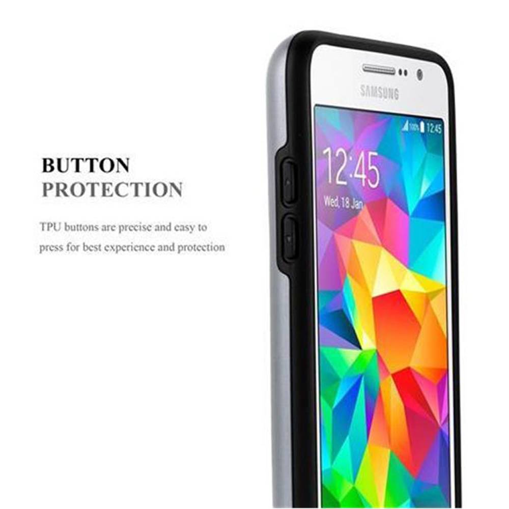 Cadorabo Schutzhülle für Samsung Galaxy GRAND PRIME Hülle in Silber Outdoor Hybrid Hard Case Cover Handyhülle Etui Heavy