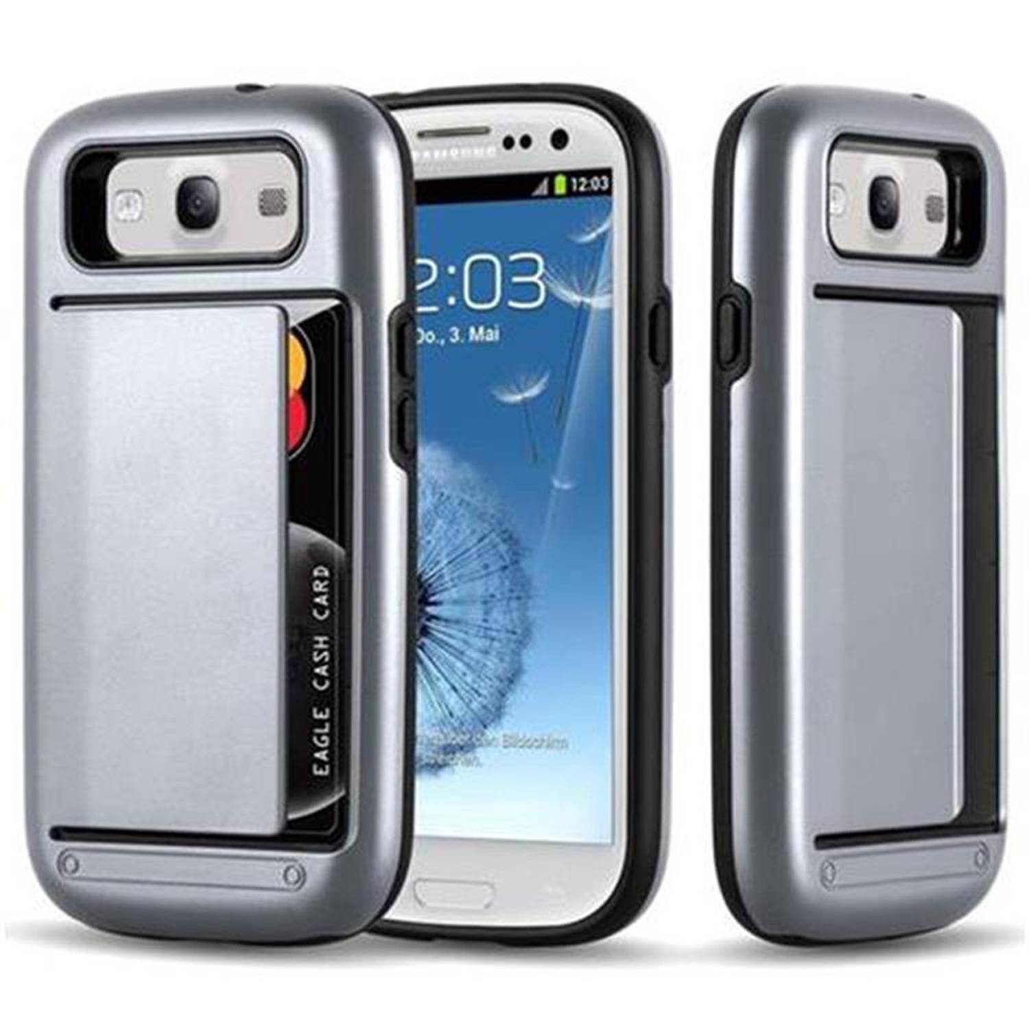 Cadorabo Schutzhülle für Samsung Galaxy S3 / S3 NEO Hülle in Silber Outdoor Hybrid Hard Case Cover Handyhülle Etui Heavy