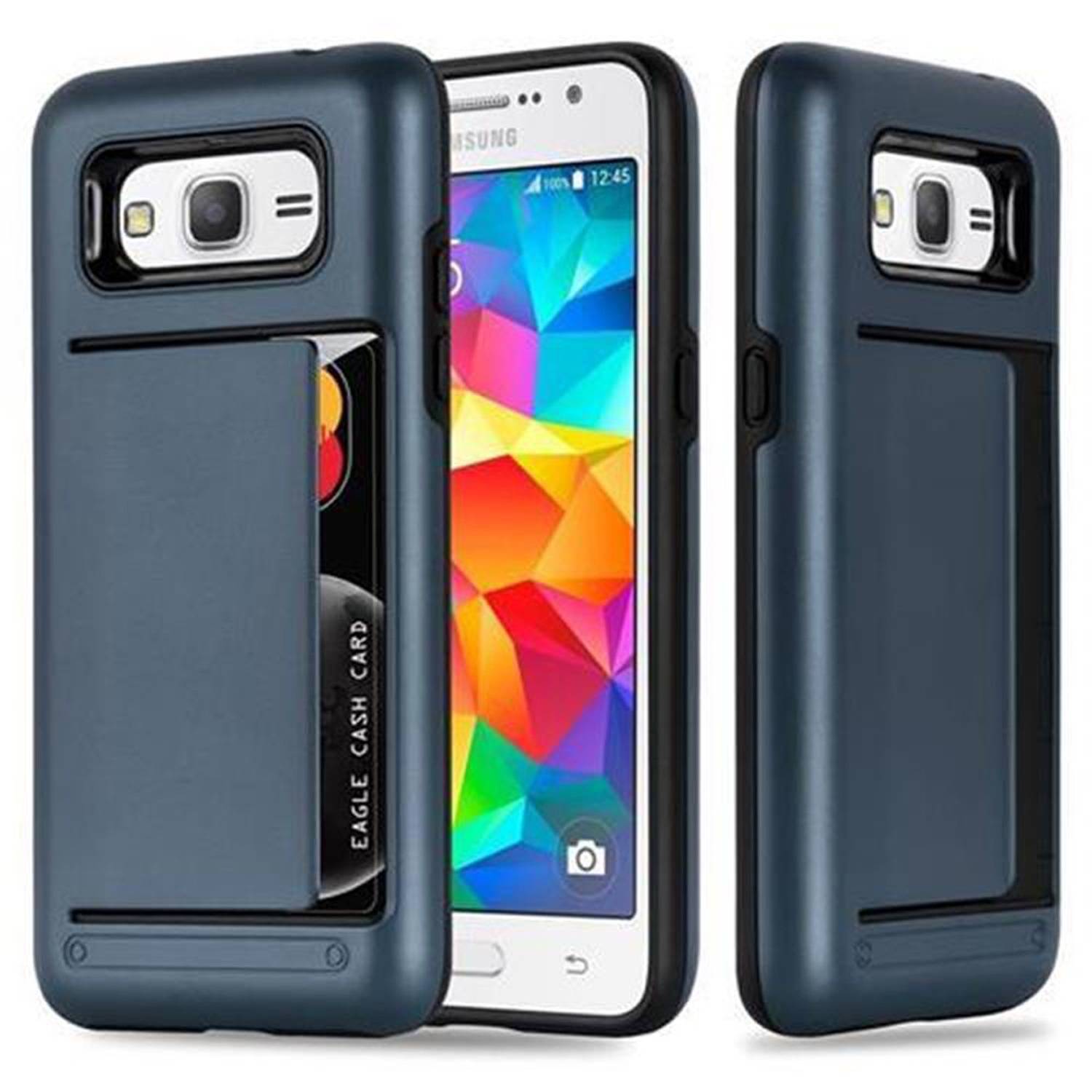 Cadorabo Schutzhülle für Samsung Galaxy GRAND PRIME Hülle in Blau Outdoor Hybrid Hard Case Cover Handyhülle Etui Heavy