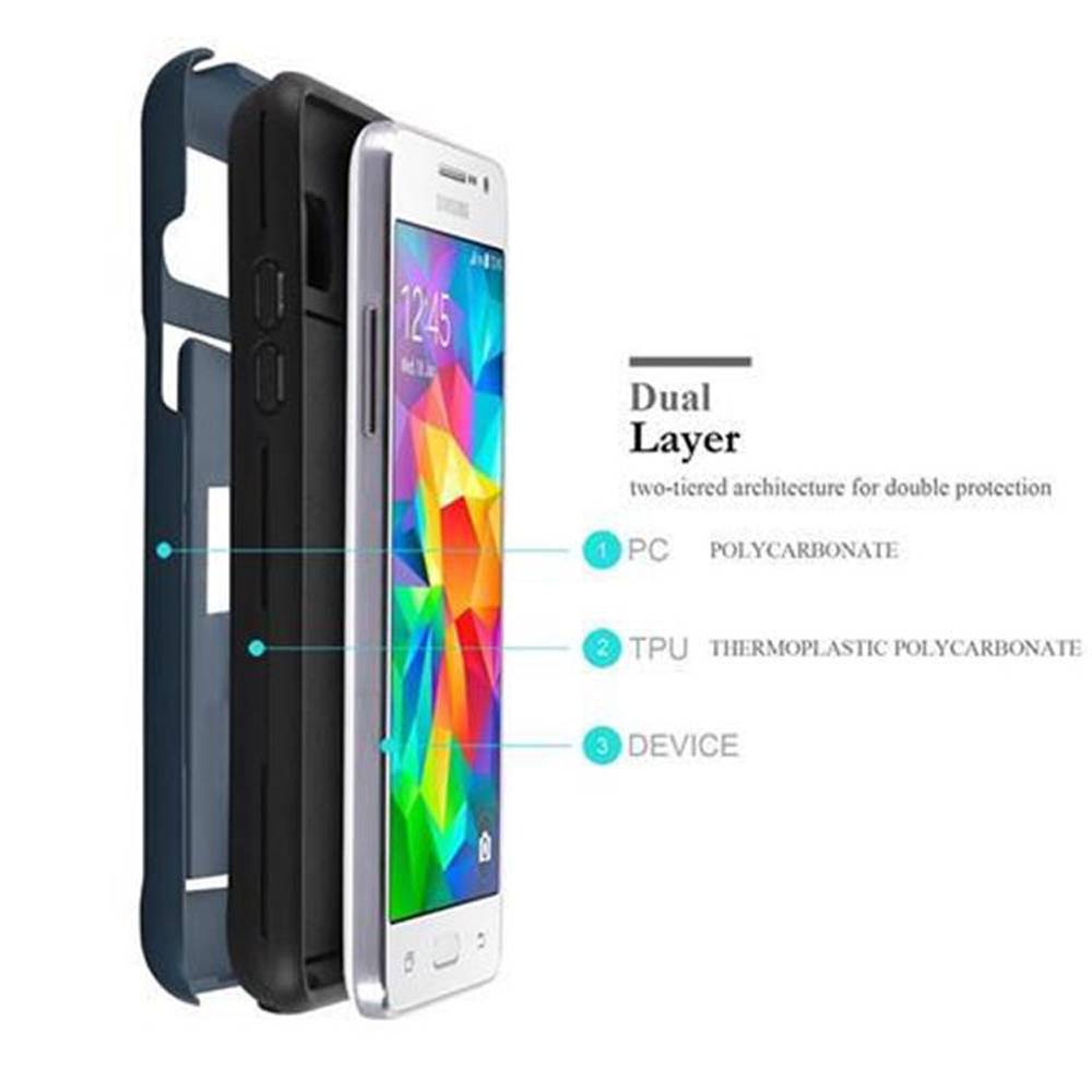 Cadorabo Schutzhülle für Samsung Galaxy GRAND PRIME Hülle in Blau Outdoor Hybrid Hard Case Cover Handyhülle Etui Heavy