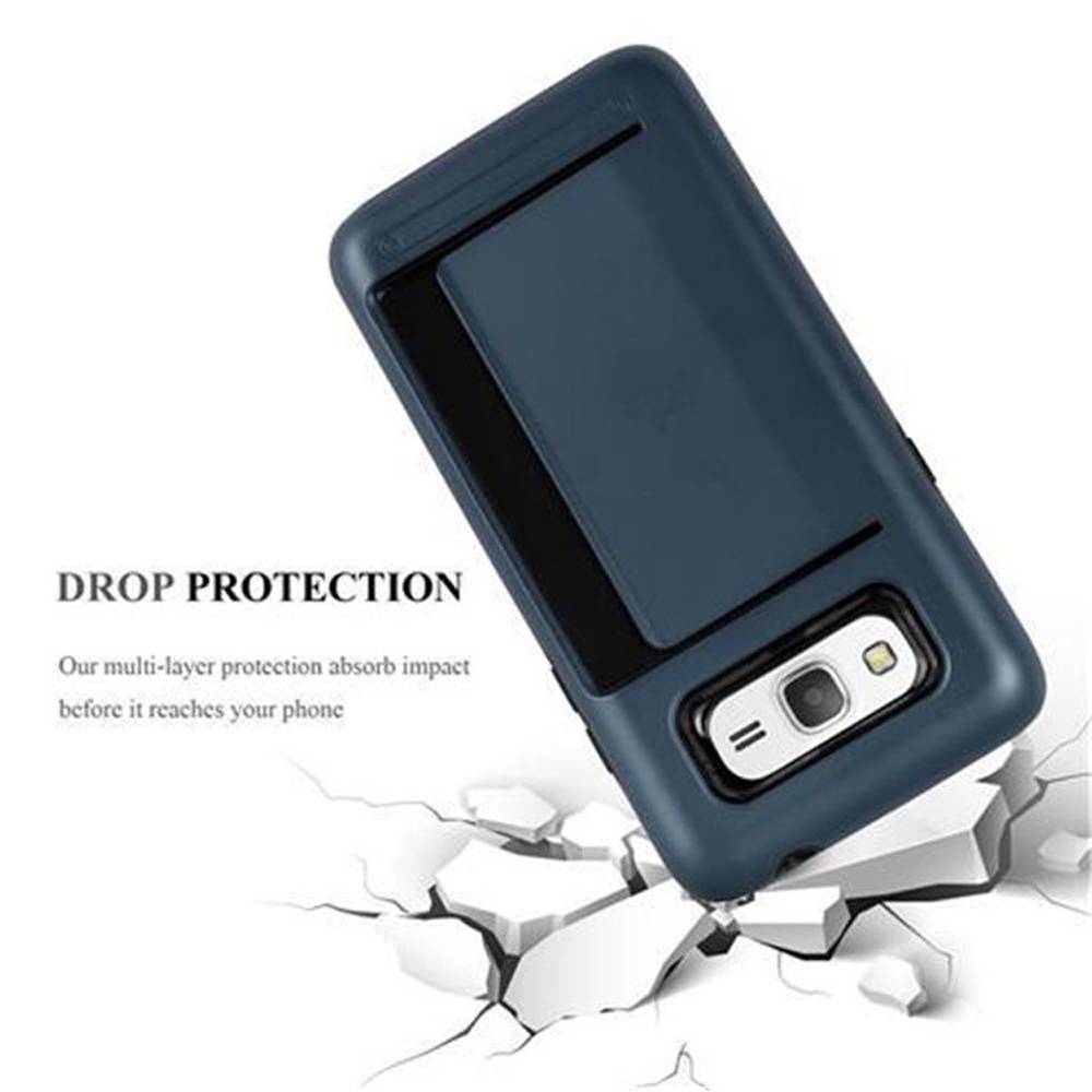 Cadorabo Schutzhülle für Samsung Galaxy GRAND PRIME Hülle in Blau Outdoor Hybrid Hard Case Cover Handyhülle Etui Heavy