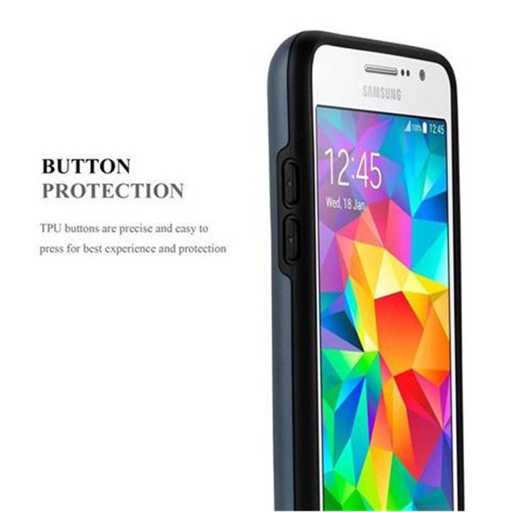 Cadorabo Schutzhülle für Samsung Galaxy GRAND PRIME Hülle in Blau Outdoor Hybrid Hard Case Cover Handyhülle Etui Heavy