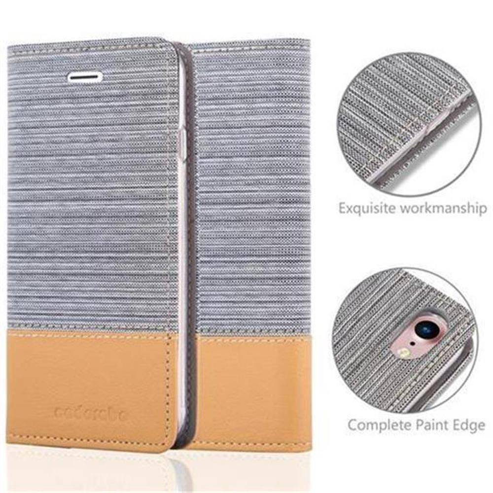 Cadorabo Hülle für Apple iPhone 7 / 7S / 8 / SE 2020 Schutzhülle in Grau Handy Hülle Etui Book Case Cover