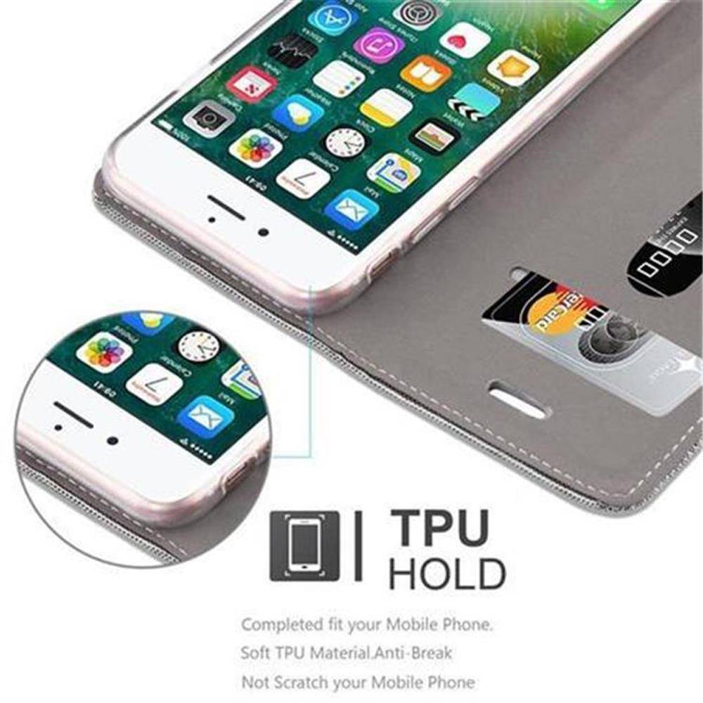 Cadorabo Hülle für Apple iPhone 7 / 7S / 8 / SE 2020 Schutzhülle in Grau Handy Hülle Etui Book Case Cover