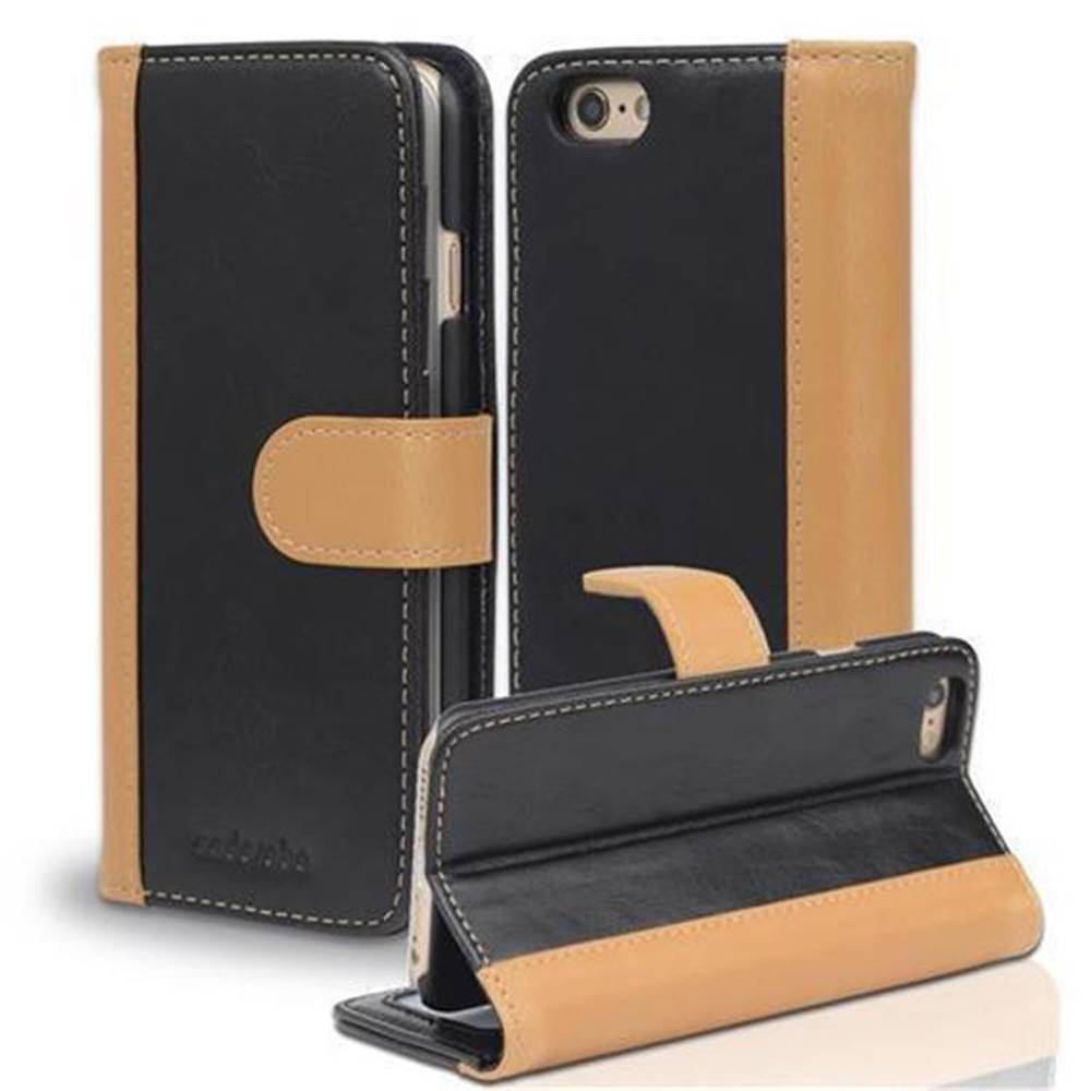 Cadorabo Hülle für Apple iPhone 6 / 6S Hülle in Schwarz Schutzhülle Handyhülle Standfunktion Etui Cover Case