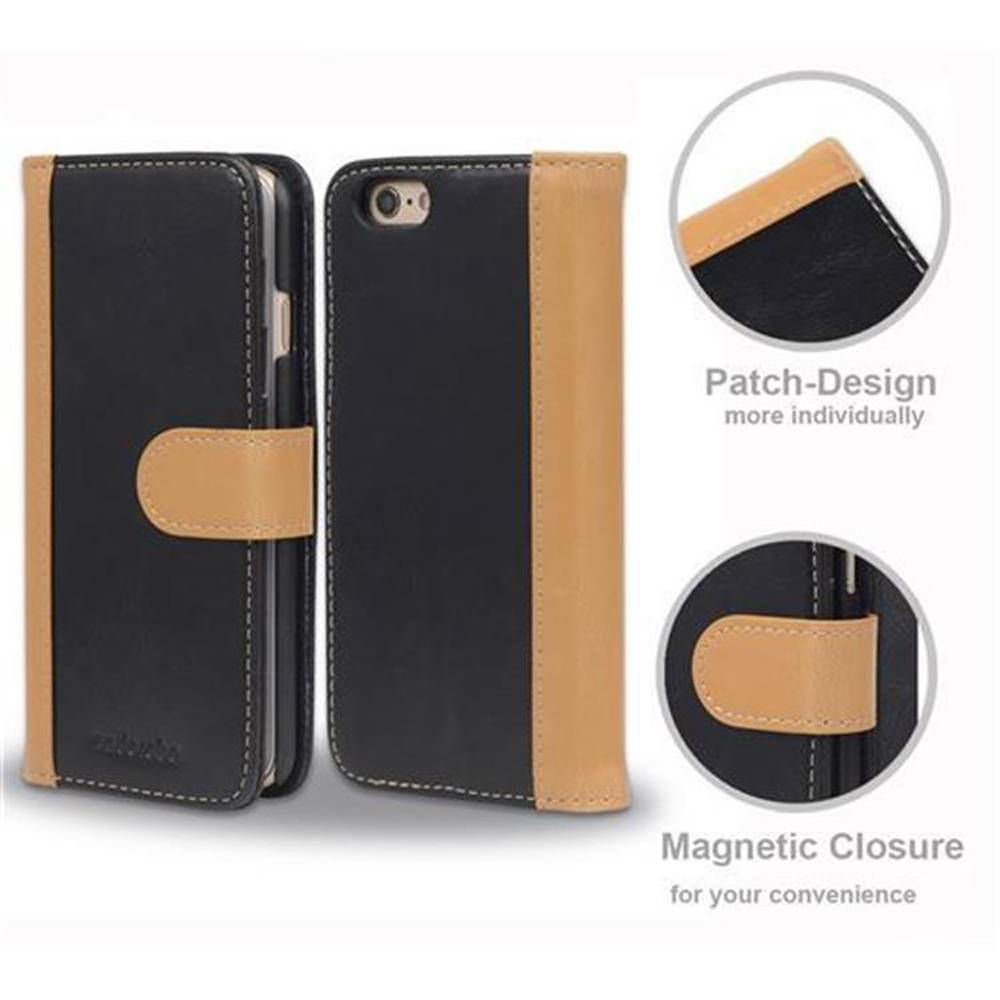 Cadorabo Hülle für Apple iPhone 6 / 6S Hülle in Schwarz Schutzhülle Handyhülle Standfunktion Etui Cover Case