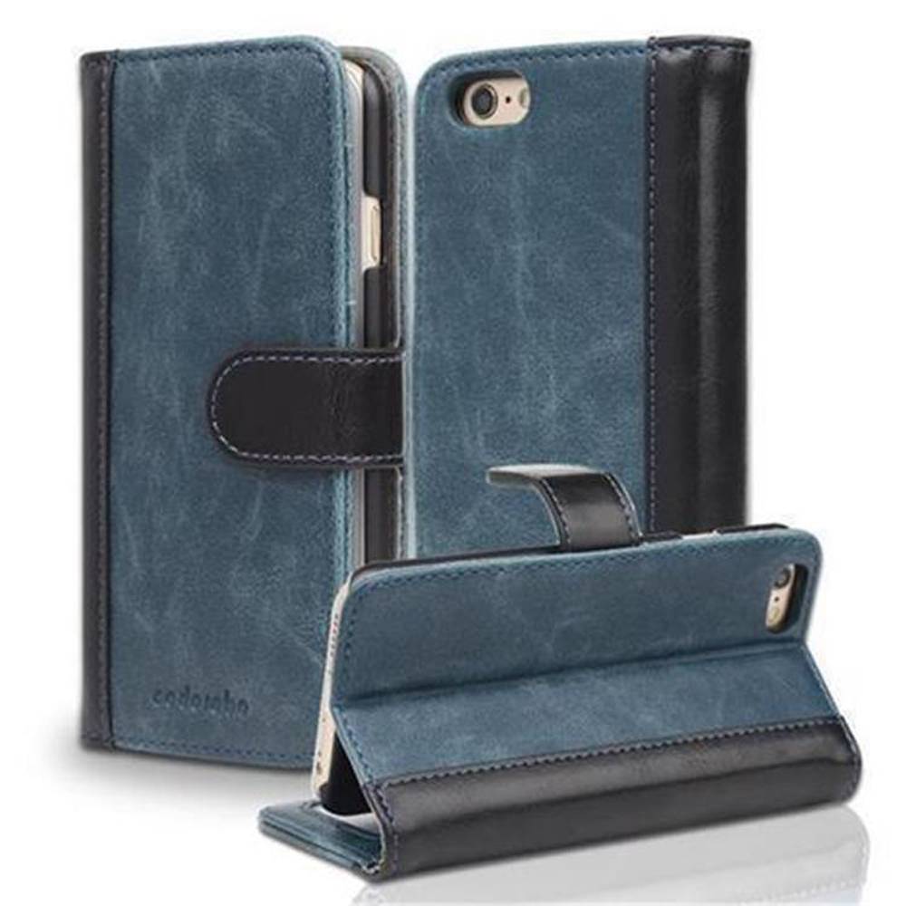 Cadorabo Hülle für Apple iPhone 6 / 6S Hülle in Blau Schutzhülle Handyhülle Standfunktion Etui Cover Case