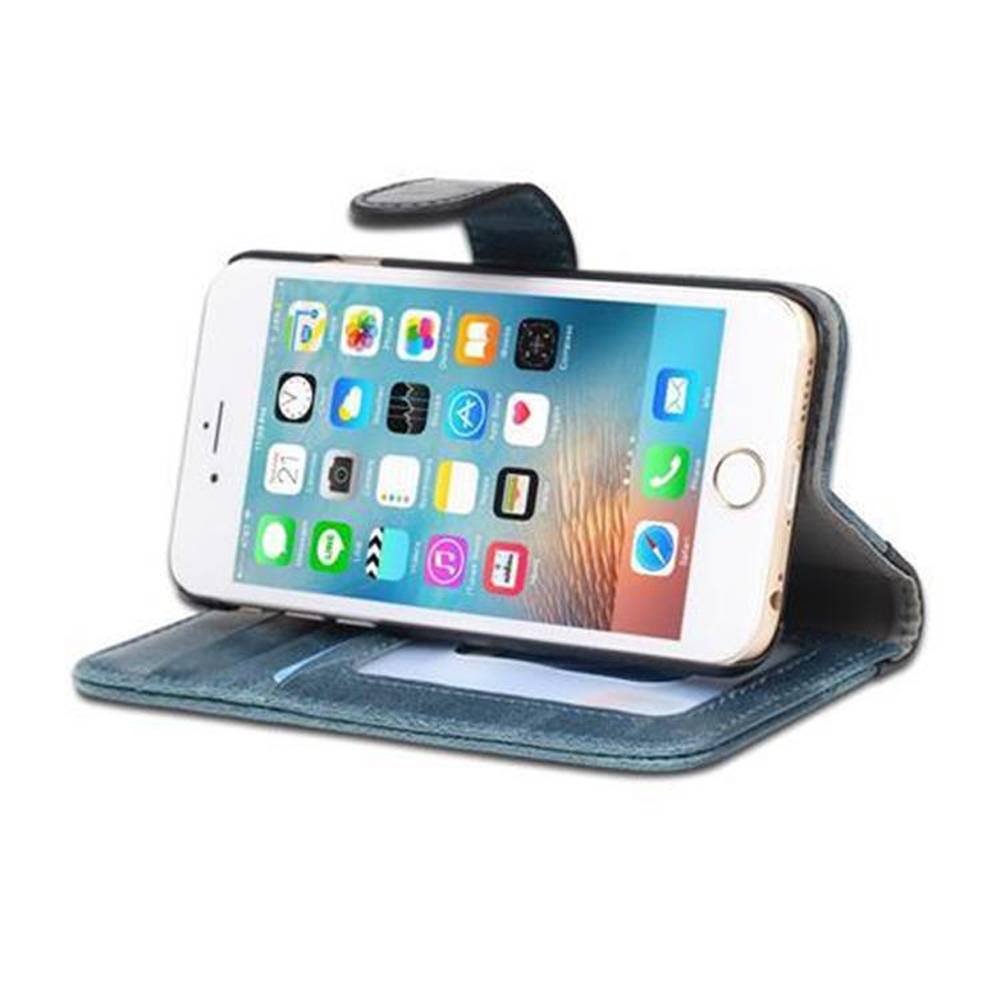 Cadorabo Hülle für Apple iPhone 6 / 6S Hülle in Blau Schutzhülle Handyhülle Standfunktion Etui Cover Case