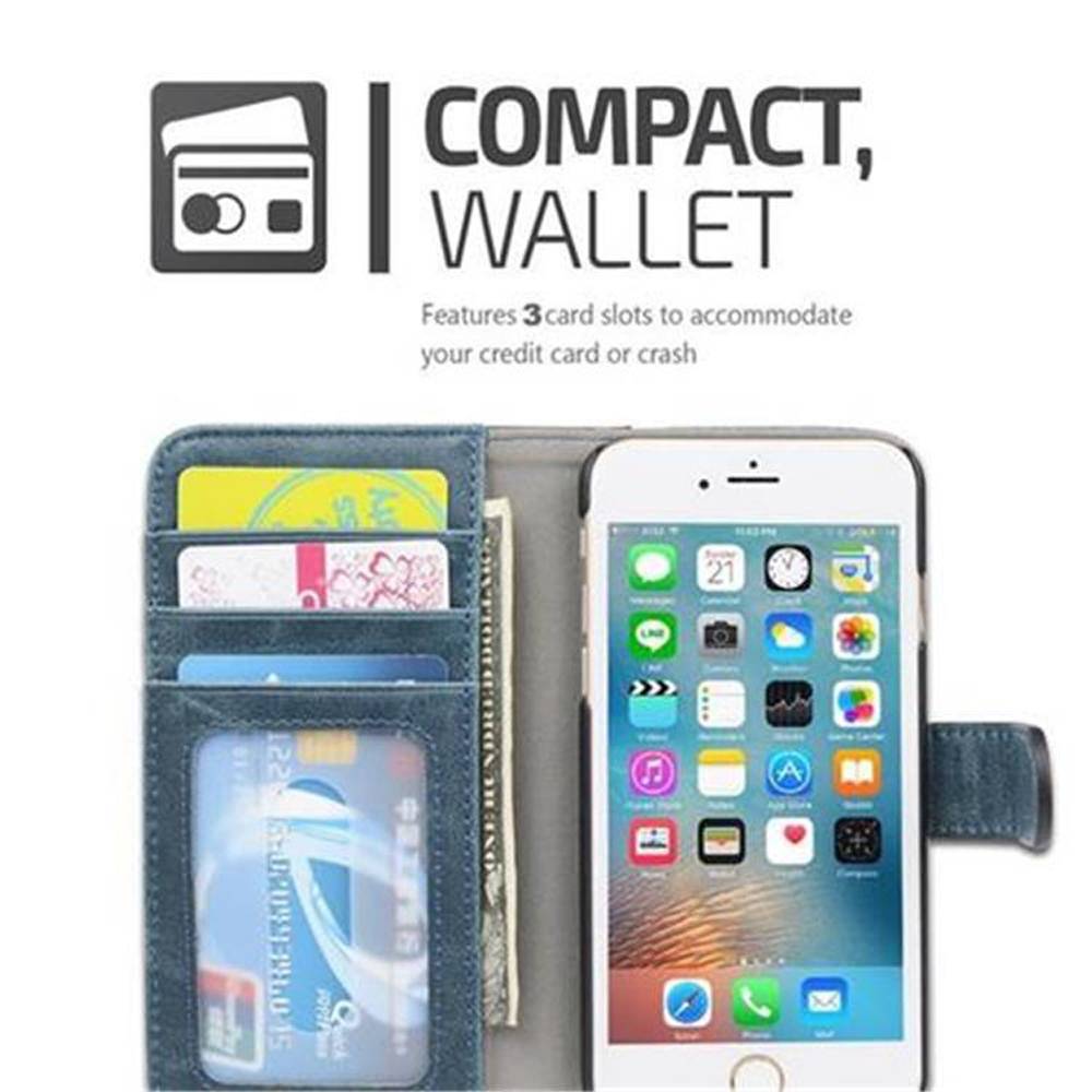Cadorabo Hülle für Apple iPhone 6 / 6S Hülle in Blau Schutzhülle Handyhülle Standfunktion Etui Cover Case