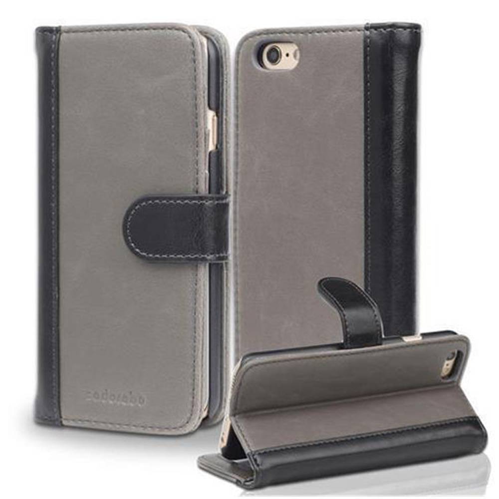 Cadorabo Hülle für Apple iPhone 6 / 6S Hülle in Grau Schutzhülle Handyhülle Standfunktion Etui Cover Case