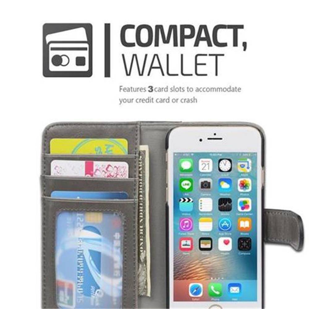 Cadorabo Hülle für Apple iPhone 6 / 6S Hülle in Grau Schutzhülle Handyhülle Standfunktion Etui Cover Case