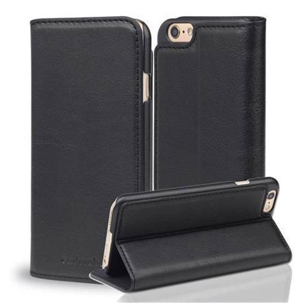 Cadorabo Schutzhülle für Apple iPhone 6 / 6S Hülle in Schwarz Case Handyhülle Schutzhülle Book Etui Cover