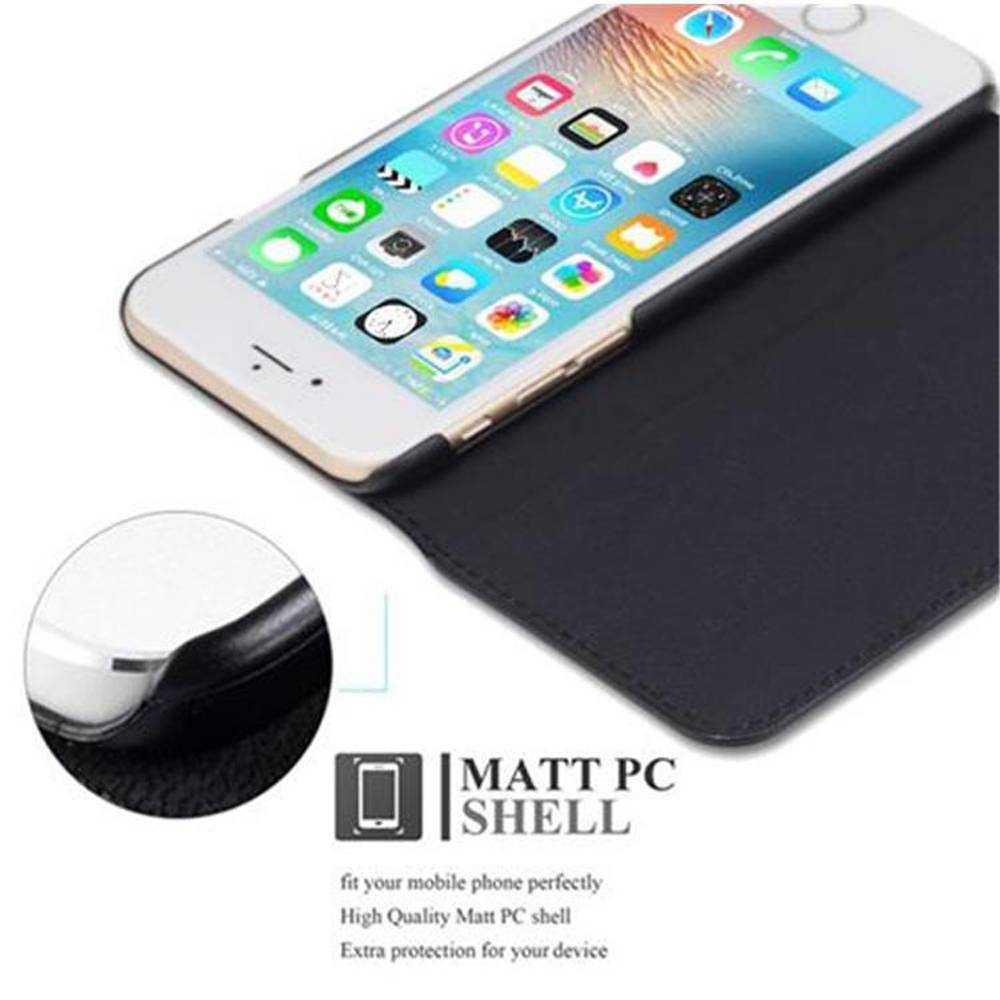 Cadorabo Schutzhülle für Apple iPhone 6 / 6S Hülle in Schwarz Case Handyhülle Schutzhülle Book Etui Cover