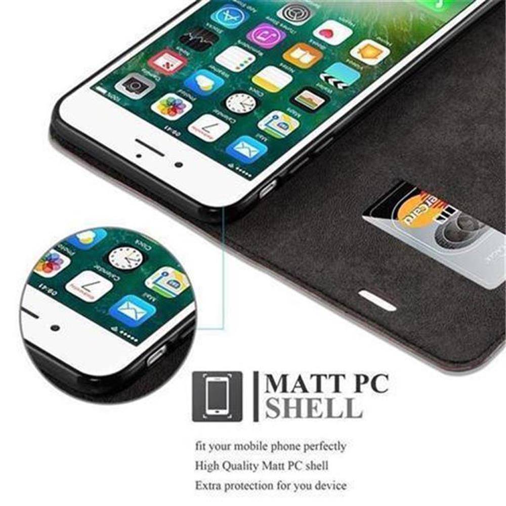 Cadorabo Hülle für Apple iPhone 7 / 7S / 8 / SE 2020 Schutz Hülle in Braun Handyhülle Etui Case Cover Magnetverschluss