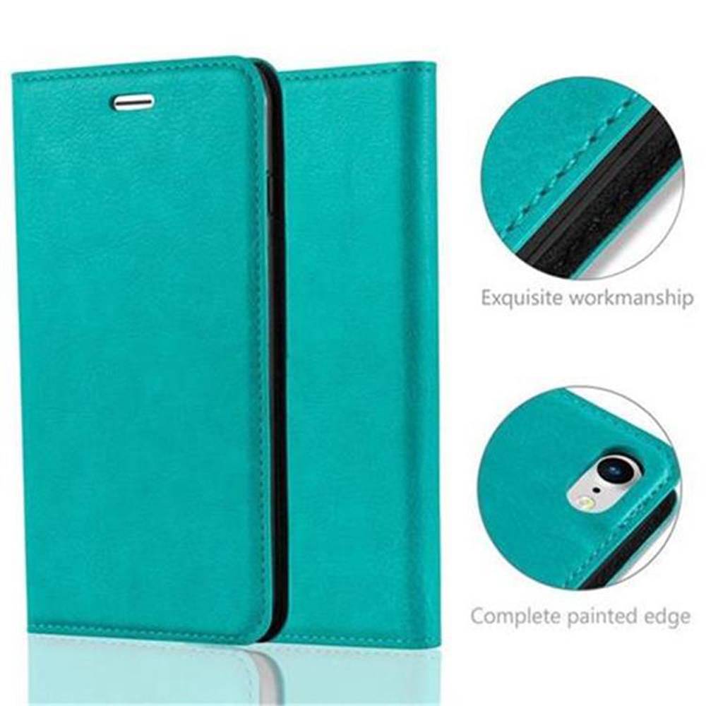 Cadorabo Hülle für Apple iPhone 7 / 7S / 8 / SE 2020 Schutz Hülle in Türkis Handyhülle Etui Case Cover Magnetverschluss