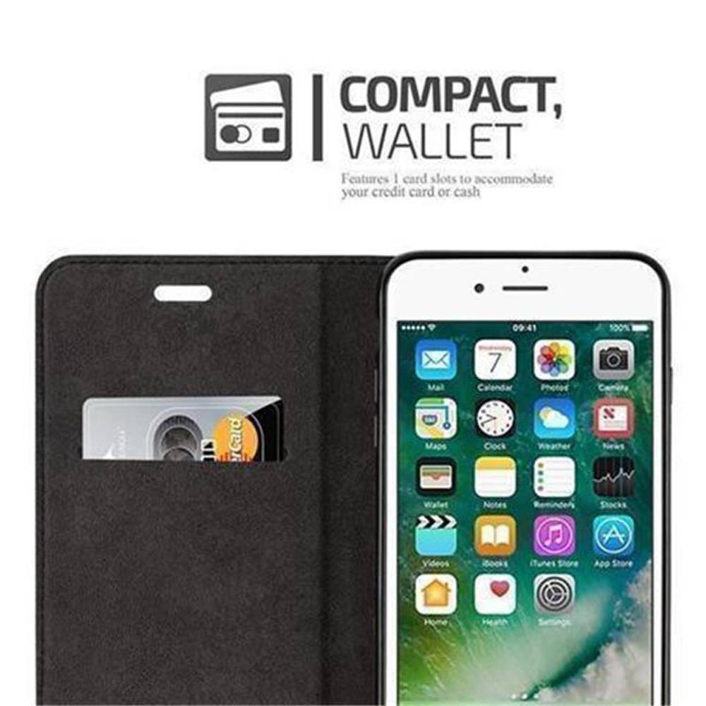 Cadorabo Hülle für Apple iPhone 7 / 7S / 8 / SE 2020 Schutz Hülle in Schwarz Handyhülle Etui Case Cover Magnetverschluss
