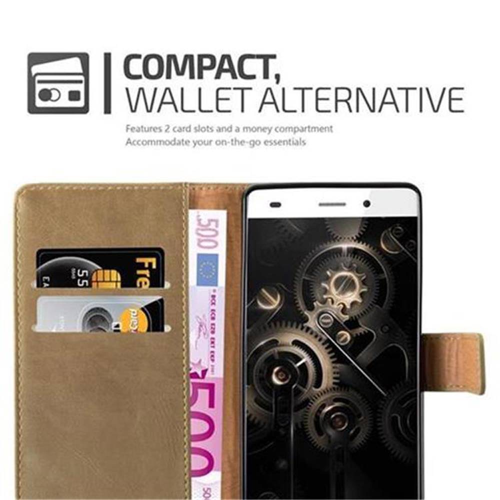 Cadorabo Hülle für Huawei P8 LITE 2015 Schutzhülle in Braun Handyhülle Book Tasche Case Etui Luxury
