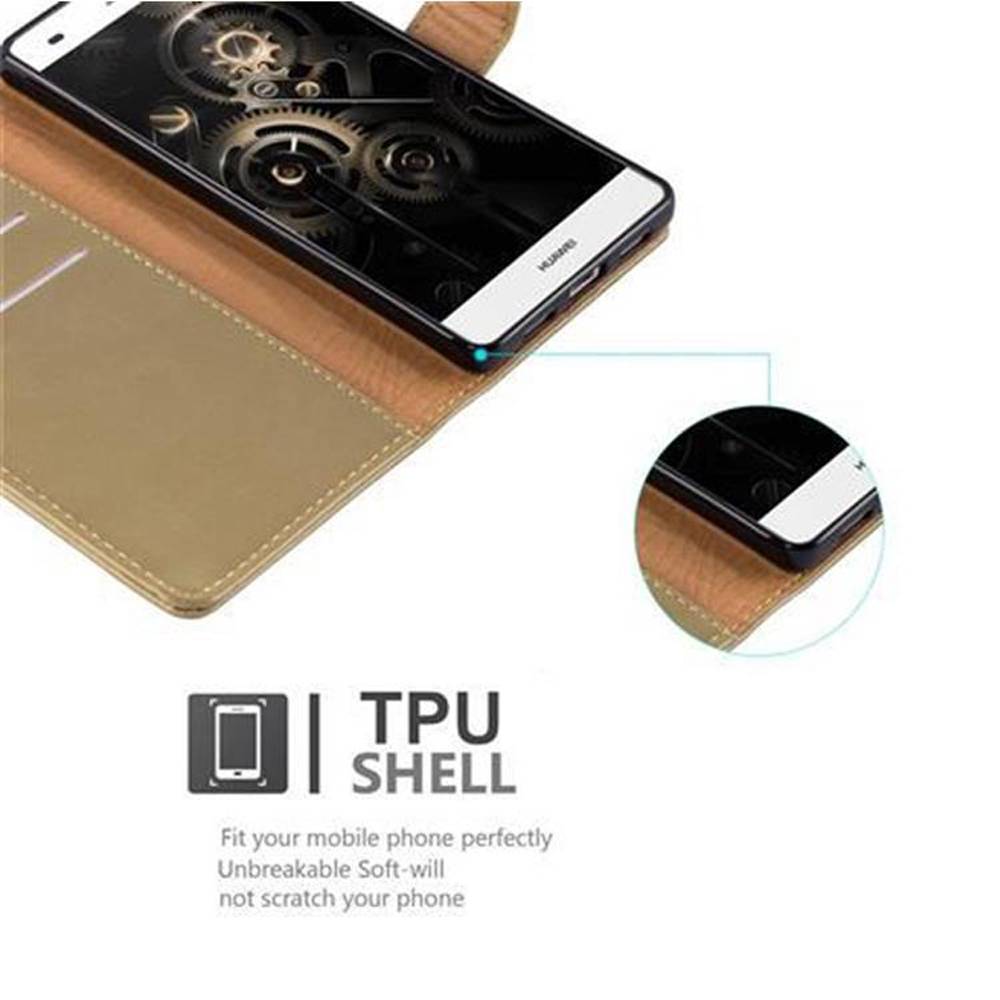 Cadorabo Hülle für Huawei P8 LITE 2015 Schutzhülle in Braun Handyhülle Book Tasche Case Etui Luxury