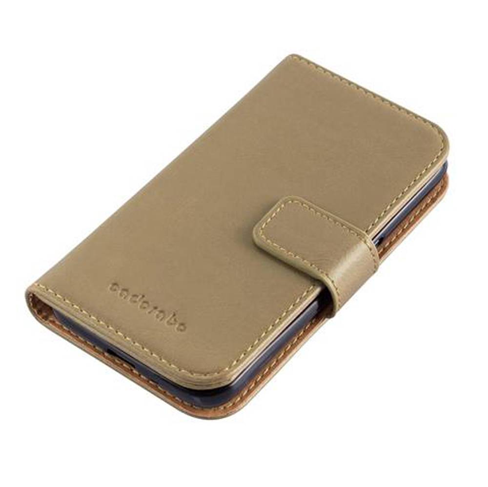 Cadorabo Hülle für Samsung Galaxy J1 2016 Schutzhülle in Braun Handyhülle Book Tasche Case Etui Luxury