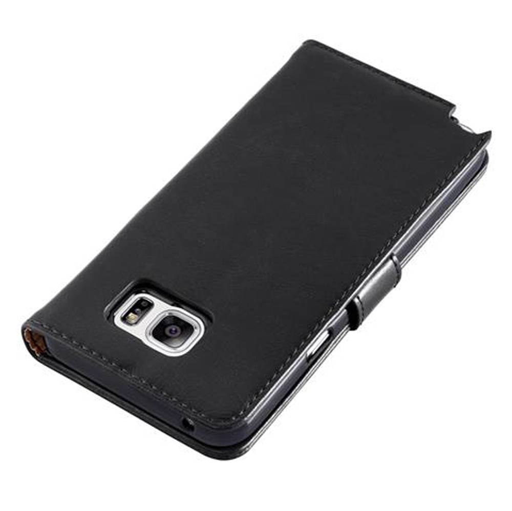 Cadorabo Hülle für Samsung Galaxy NOTE 5 Schutzhülle in Schwarz Handyhülle Book Tasche Case Etui Luxury