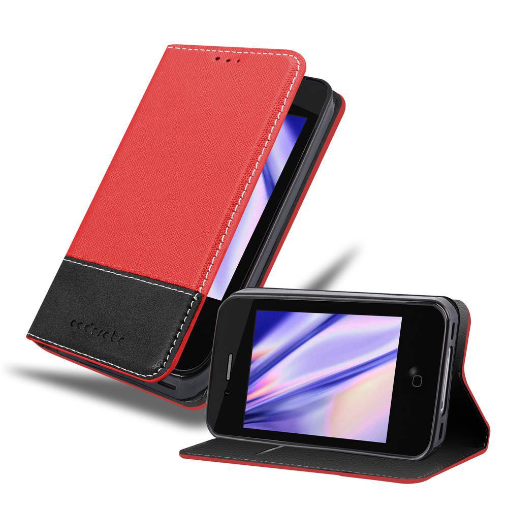 Cadorabo Hülle für Apple iPhone 4 / 4S Schutzhülle in Rot SHandyhülle Book Case Etui Kunstleder