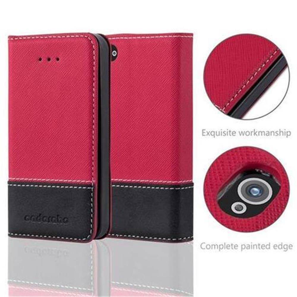 Cadorabo Hülle für Apple iPhone 4 / 4S Schutzhülle in Rot SHandyhülle Book Case Etui Kunstleder
