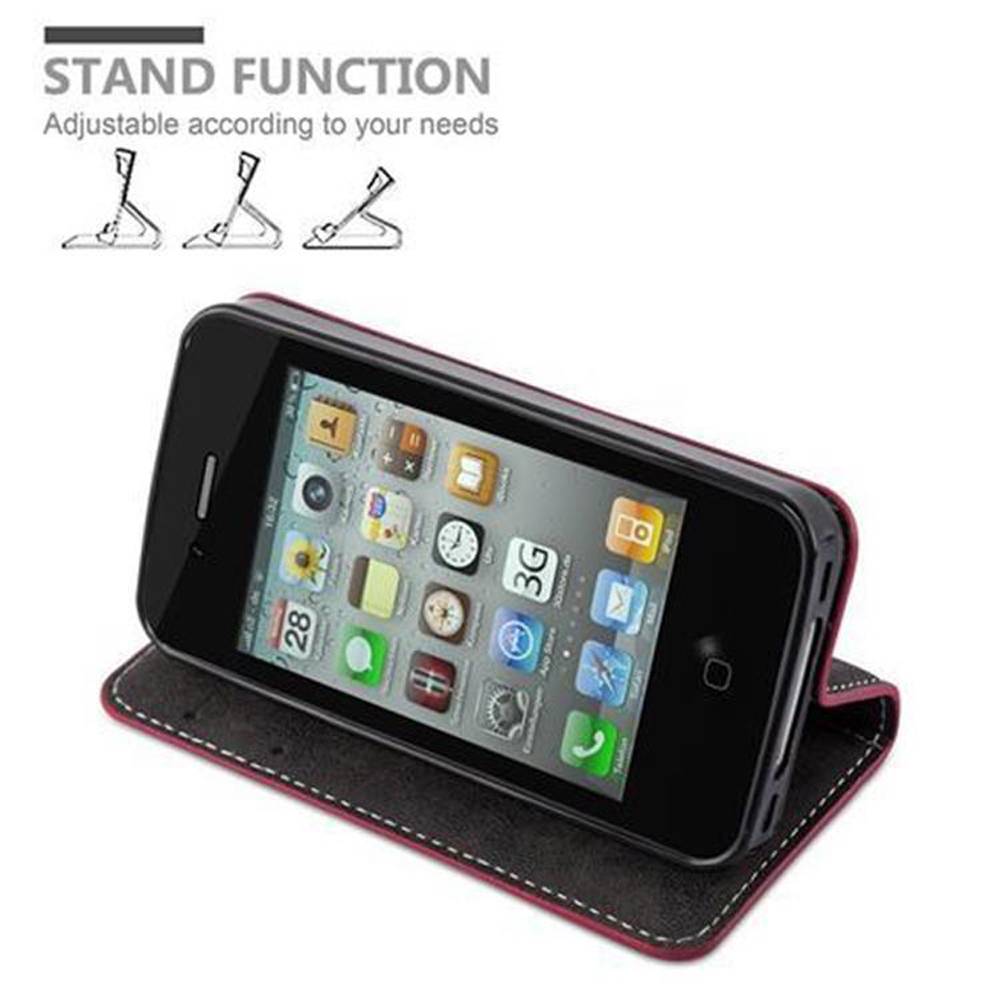 Cadorabo Hülle für Apple iPhone 4 / 4S Schutzhülle in Rot SHandyhülle Book Case Etui Kunstleder