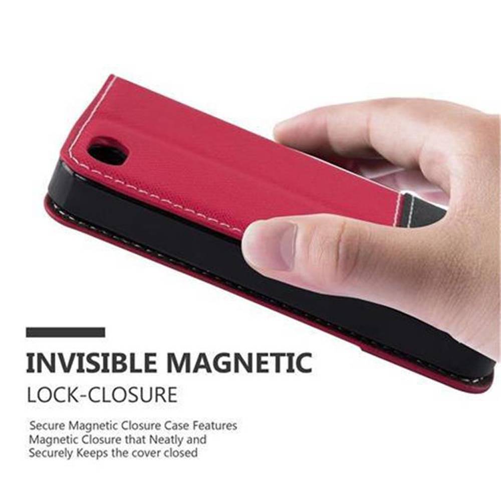Cadorabo Hülle für Apple iPhone 4 / 4S Schutzhülle in Rot SHandyhülle Book Case Etui Kunstleder