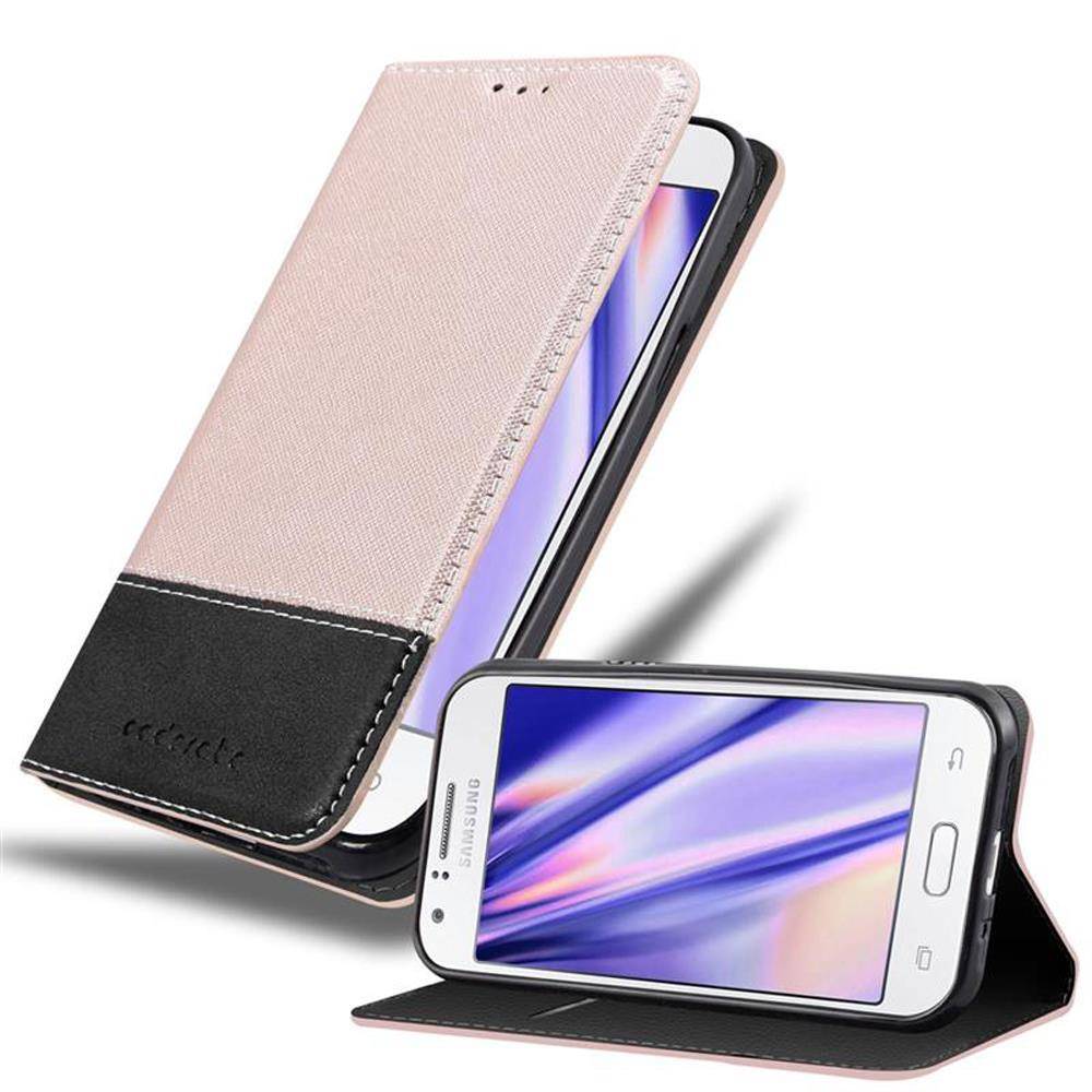 Cadorabo Hülle für Samsung Galaxy J1 2015 Schutzhülle in Rosa SHandyhülle Book Case Etui Kunstleder