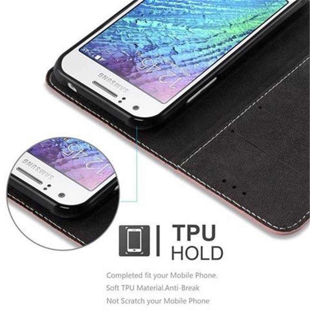 Cadorabo Hülle für Samsung Galaxy J1 2015 Schutzhülle in Rosa SHandyhülle Book Case Etui Kunstleder