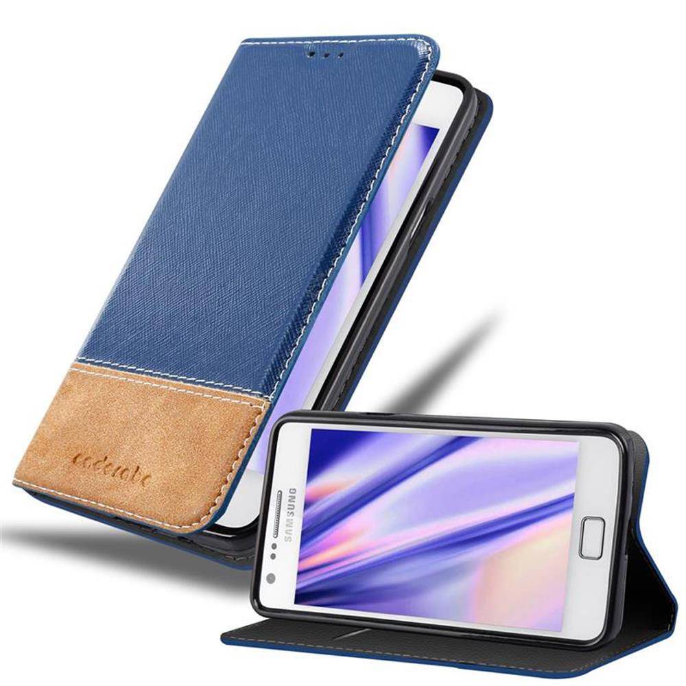 Cadorabo Hülle für Samsung Galaxy S2 / S2 PLUS Schutzhülle in Blau SHandyhülle Book Case Etui Kunstleder