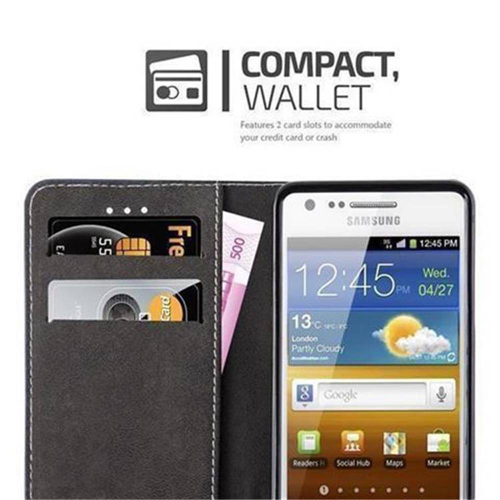 Cadorabo Hülle für Samsung Galaxy S2 / S2 PLUS Schutzhülle in Blau SHandyhülle Book Case Etui Kunstleder