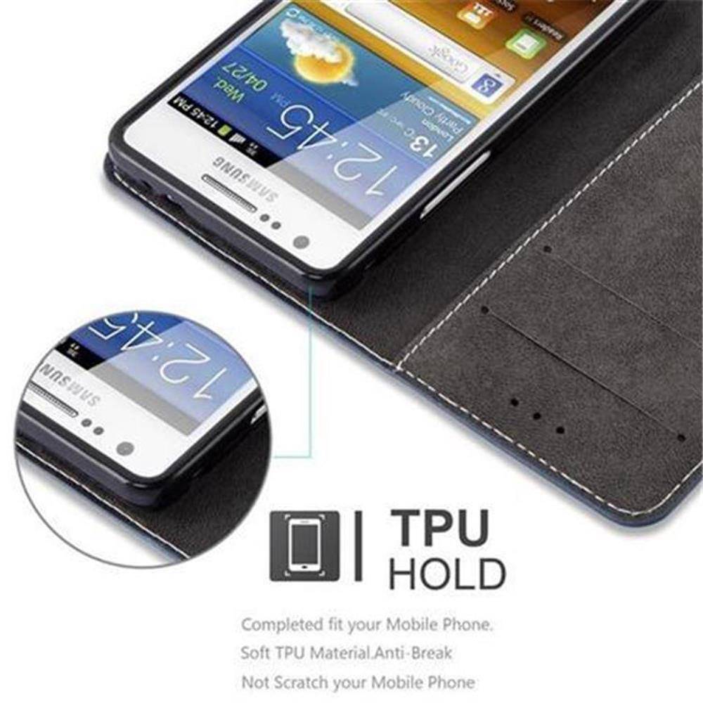 Cadorabo Hülle für Samsung Galaxy S2 / S2 PLUS Schutzhülle in Blau SHandyhülle Book Case Etui Kunstleder