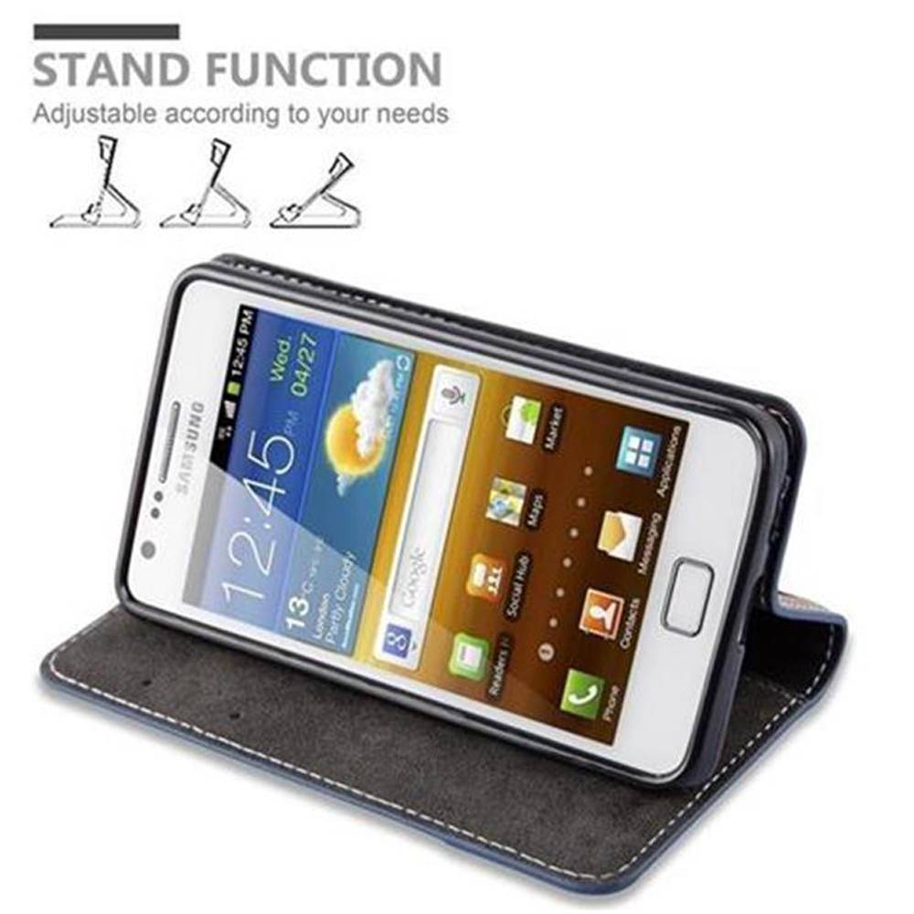 Cadorabo Hülle für Samsung Galaxy S2 / S2 PLUS Schutzhülle in Blau SHandyhülle Book Case Etui Kunstleder