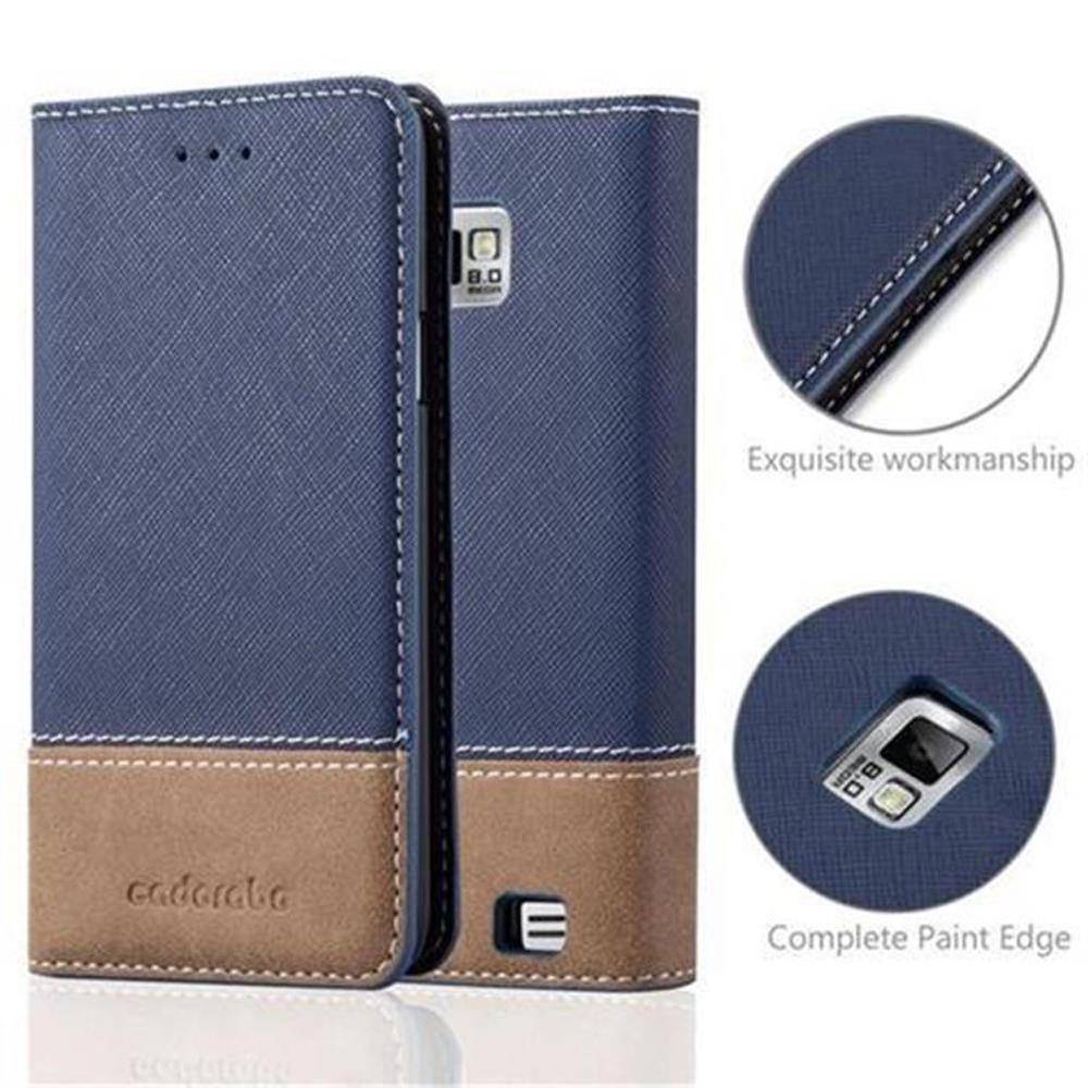 Cadorabo Hülle für Samsung Galaxy S2 / S2 PLUS Schutzhülle in Blau SHandyhülle Book Case Etui Kunstleder
